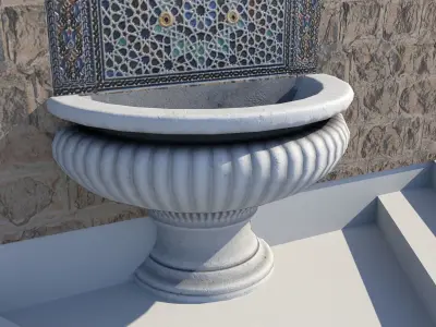 Fountain 5 game-ready with shadow Low-poly 3D model