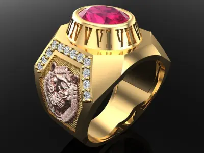 Tiger Rings - Mens rings - N2374 3D print model