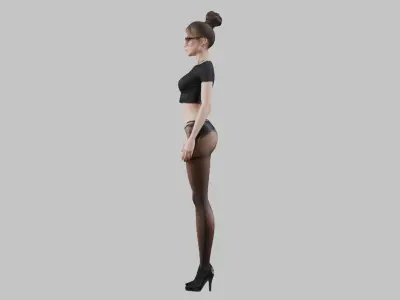 Photorealistic hot girl Low-poly 3D model