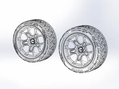 Set of wheels Am Racing GT Street 20inch for scale model 3D print model