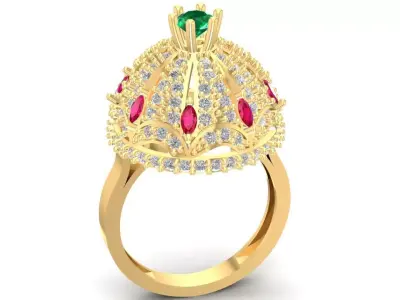 Luxury Royal Crown Gemstone Ring 3D Model 2915 3D print model