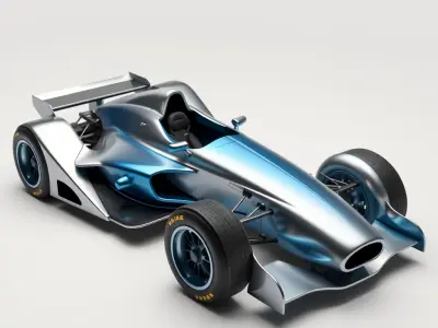 Formula  Racecar Metallic Silver and Blue model pack Low-poly 3D model