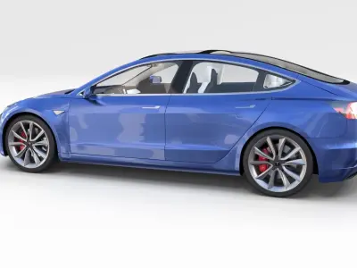 Tesla Model 3 with interior Pack 3D model