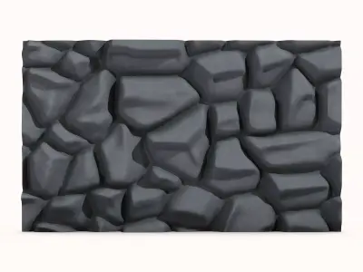 Fractured Granite Rock Barrier 3D model