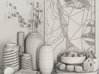 decorative set 63 Low-poly 3D model
