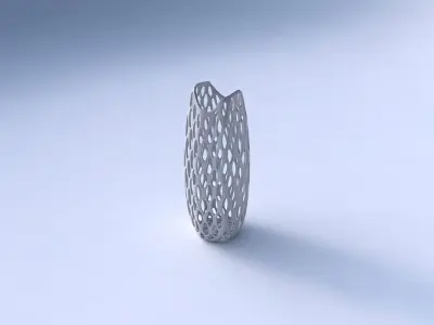Vase double arc hexagon with bubble grid lattice 3D print model