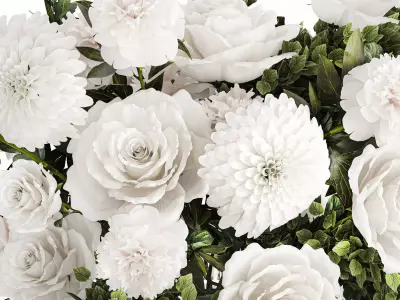 Bouquet Of White Flowers Chrysanthemum Rose Peony 606 3D model