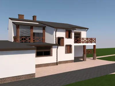 country house with balcony 3D model