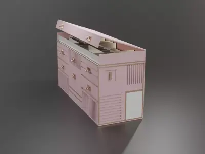 Luxury Rose Gold Drawer Cabinet Free low-poly 3D model