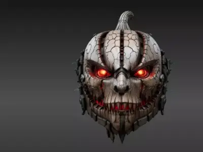 Pumpkin Warrior Mask 3D Print Halloween Battle Mask 3D model