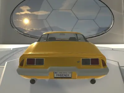 Phoenix car inside spaceship Low-poly 3D model