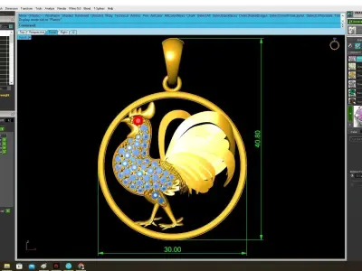 Lucky Feng Shui Rooster Pendant Jewelry 3D Model 3918 3D print model