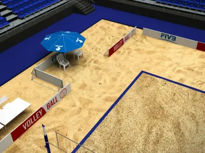 Volleyball beach court stadium high detail 3D model