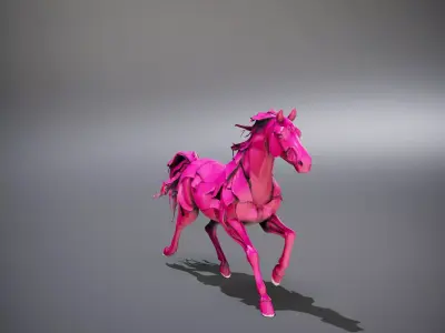 Magenta Metallic Horse model pack Low-poly 3D model
