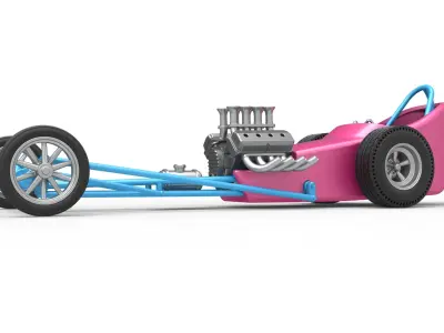 Front engine old school dragster with shell V5 Scale 1 to 25 3D print model