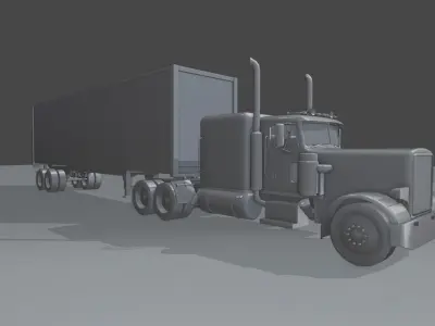 Delivery Truck with Trailer Low-poly 3D model
