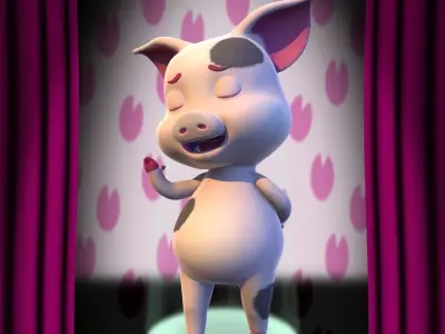 Cute little pig For Animation  3D model