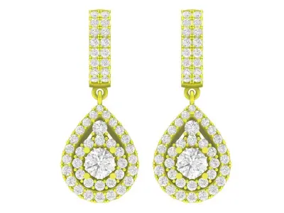 5885 luxury diamond fashion drop hoop earrings 3D print model