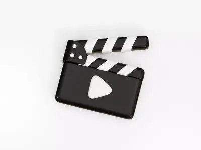 Cartoon movie Clapperboard Low-poly 3D model