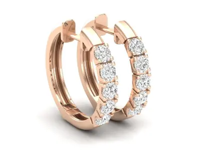 AV 559 Diamond Ladies 5 Stone Huggies Hoop Earrings 3D print model