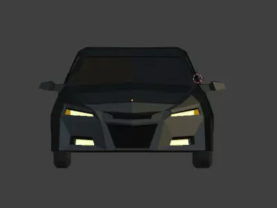 Low Poly Vehicle car with lights on front Free low-poly 3D model