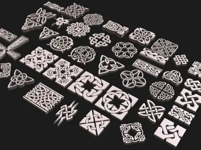 Celtic ornament pack full 3D model