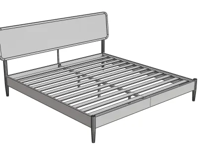 Lupin King Wooden Bed Frame Low-poly 3D model