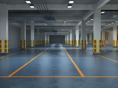 CARPARK empty parking garage with cones 3D model