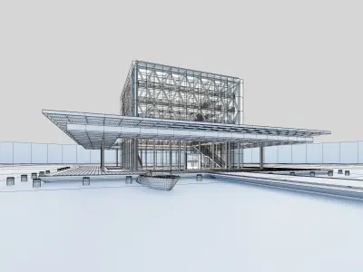 Modern Exibition Pavillion Low-poly 3D model