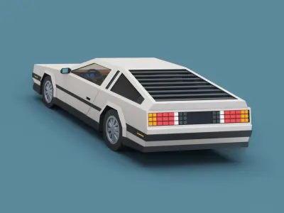 Stylized Cartoon Sport Coupe Car 80s Low-poly 3D model