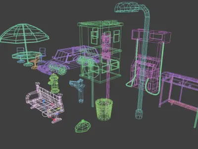 LOW POLY CITY ASSETS Low-poly 3D model