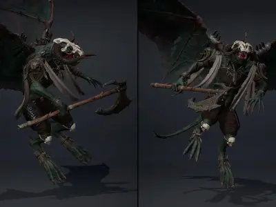 Ghost Barbarian ArmWing Low-poly 3D model