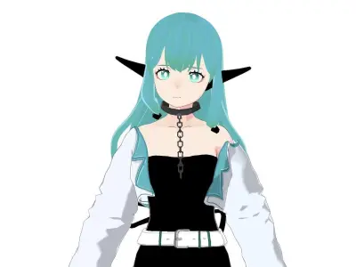 Half Alien Vtuber Low-poly 3D model