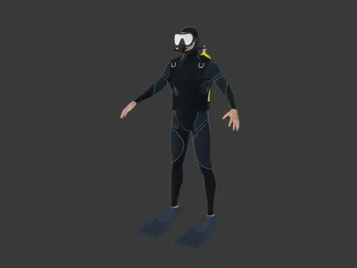 Scuba Diver Low-poly 3D model