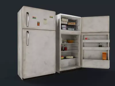 Fridge 80s Low-poly 3D model