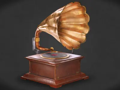 Gramphone Low Poly Game Ready gramophone Low-poly 3D model