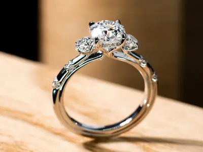 Diamond ring 3D print model 70