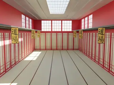 Kung-Fu Hall Low-poly 3D model