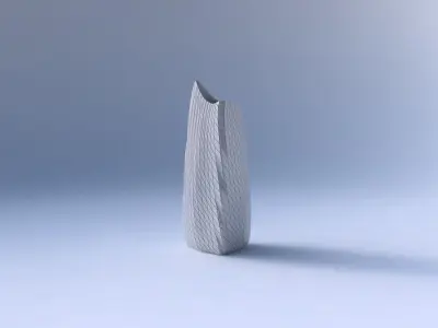 Vase curved tipping triangle 2 with twisted diagonal grid plates 3D print model