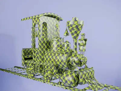 Train  old  Steam with working pistons- Low-poly 3D models  Low-poly 3D model
