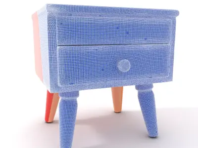 Colorful Retro Nightstand Model Pack with Two Drawers Low-poly 3D model
