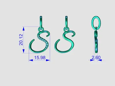 Initial Letter S Alphabet pendant 3D print model