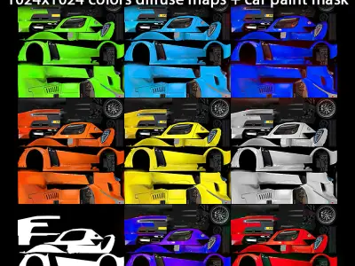 Generic Supercar v12 multicolors Low-poly 3D model