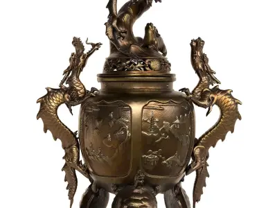 Dragon Incense Burner Low-poly 3D model