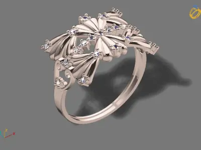 Womens Diamond Signet Ring Women Rings 3dmodels 3D print model 3D print model 9