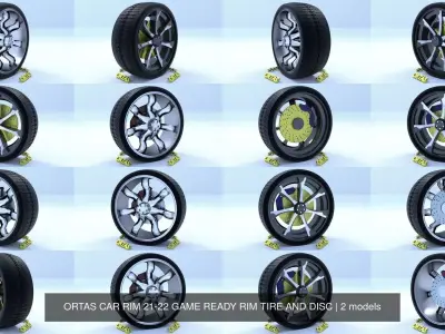 ORTAS CAR RIM 21-22 GAME READY RIM TIRE AND DISC 3D Model Pack