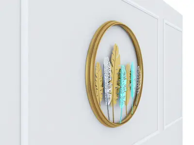 Decorative Metal plants with gold stainless round m14 3D model