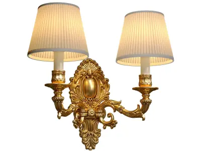 Golden Sconce in classic style Wall lamp with two arms  3D model