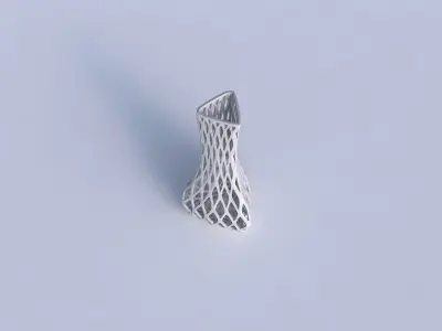 Vase puffy triangle with diagonal grid lattice 3D print model
