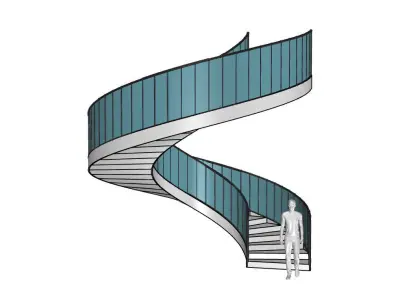 Spiral Staircase with Railing Architectural Detail 3D model